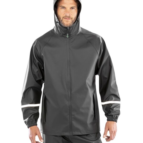 Prism PU waterproof jacket with reflective bands and recycled backing Thumbnail